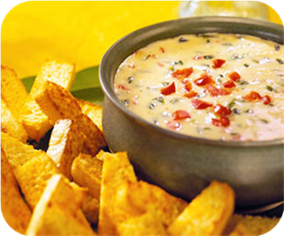 Queso fundido with corn-bread dippers 