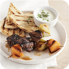Honey-lime lamb and melon skewers 
