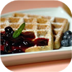 Blueberry Waffles with Fast Blueberry Sauce