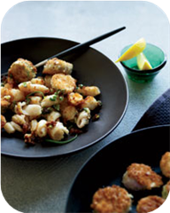 Sautéed Squid with Fried Eggplant