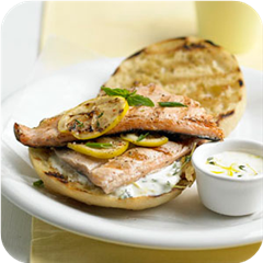 Lemon and herb grilled trout sandwich 