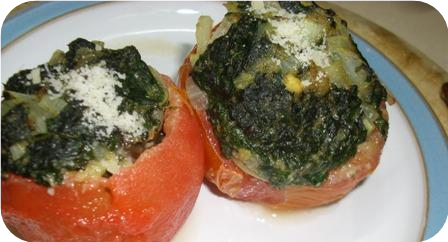 Baked Spinach-Topped Tomatoes