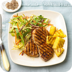 Chops and pineapple with chili slaw 