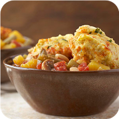 Vegetable stew with cornmeal dumplings 