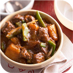 Fireside beef stew with squash 