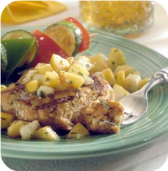 Chicken burgers with fresh fruit salsa 