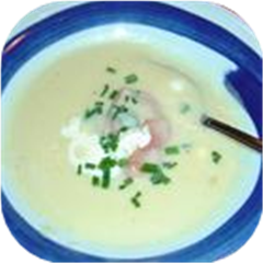 Potato Soup with Gravlax Rosettes