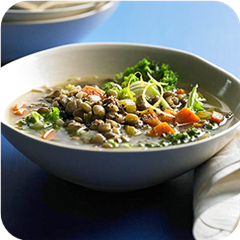 Lemony lentil soup with greens 