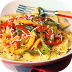 Cheese Ravioli with Three Pepper Topping