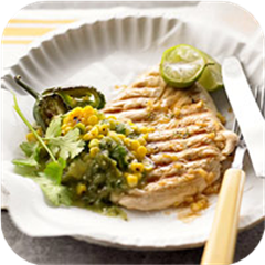 Lime-marinated chicken with tomatillo-corn salsa 