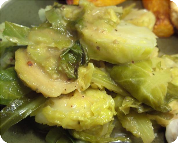Braised Brussels Sprouts in Mustard Sauce