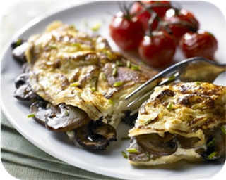 Chestnut mushroom and chive omelette