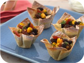 Black Bean—Corn Wonton Cups