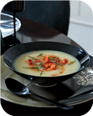 Potato Soup with Spicy Shrimp