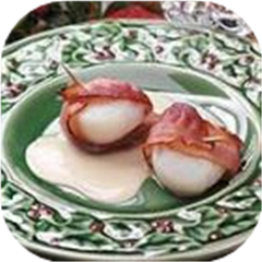 Bacon-Wrapped Scallops with Cream Sauce