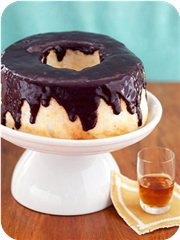 Chocolate-drizzled angel food cake 