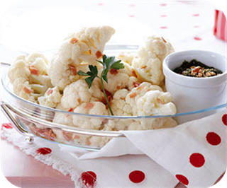 Cauliflower Crowns with Pesto and Prosciutto