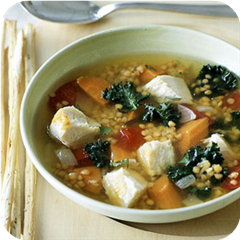 Kale, lentil and chicken soup 