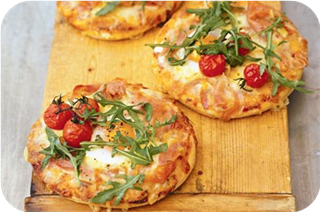  Egg & bacon pizzas