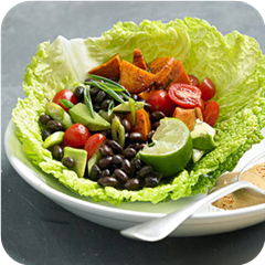 Vegetable bowls with lime-yogurt dressing 