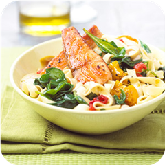 Mediterranean salmon & noodle bowl 