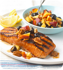 Barbecued salmon with fresh nectarine salsa 