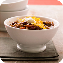 Three-bean vegetarian chili 