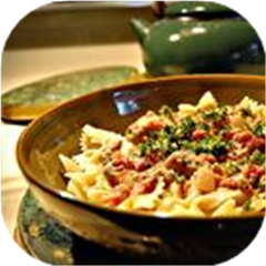 Bow Ties with Sausage, Tomatoes and Cream