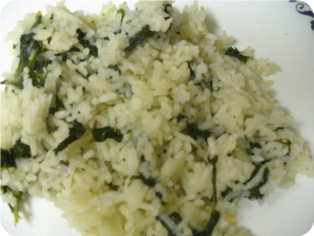 Garlicky Spinach Rice