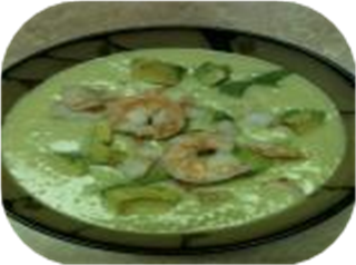Chilled Cucumber, Avocado and Shrimp Soup