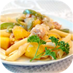 Chicken and Pasta in a Mango Cream Sauce