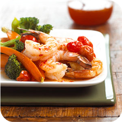 Saucy shrimp and vegetables 
