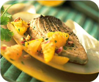 Seared tuna with grapefruit-orange relish 