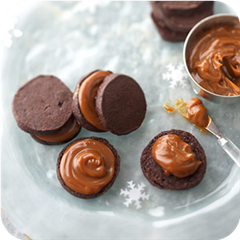 Mexican Chocolate Icebox Cookies with Dulce de Leche Filling 