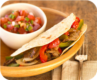 Steak fajitas with peppers 
