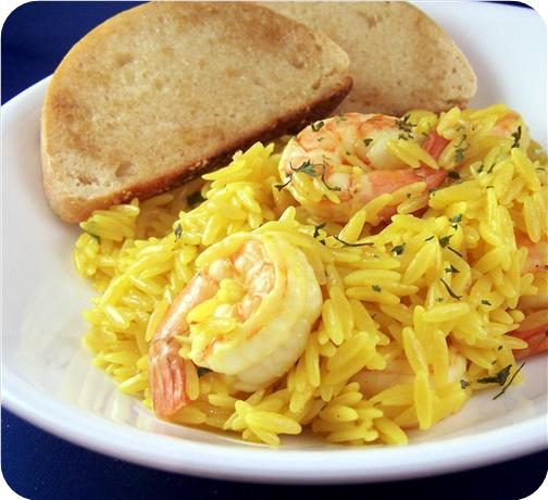 Shrimp With Saffron Orzo