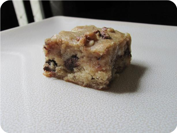 Banana Blondies With Chocolate Chips and Walnuts