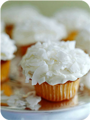 Tangerine cupcakes with coconut frosting 