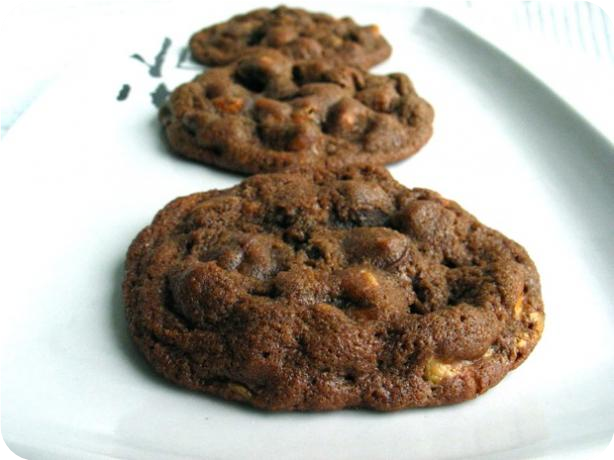 Chocolate Peanut-Butter-Butterscotch Cookies