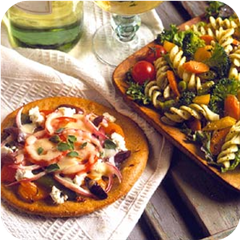 Roasted Pepper and Chevre Pizzas