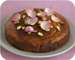  Lime yogurt cake with rosewater and pistachios