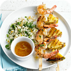 Grilled shrimp and pineapple skewers 