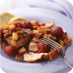 Barbecued salmon with fresh raspberry salsa 