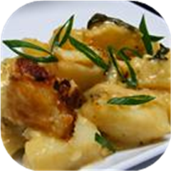 Spinach, Caramelized Onion, and Muenster Au Gratin Potatoes