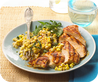 Grilled Chicken and Creamy Corn
