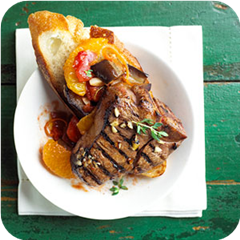 Lamb with eggplant relish