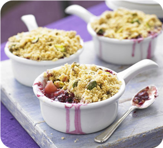 Pear & blackberry crumbles
