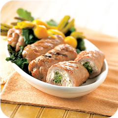 Veal rolls stuffed with herb cheese 