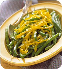 Green beans in yellow pepper butter 