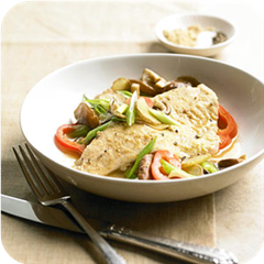 Steamed cod with gingery mushrooms 